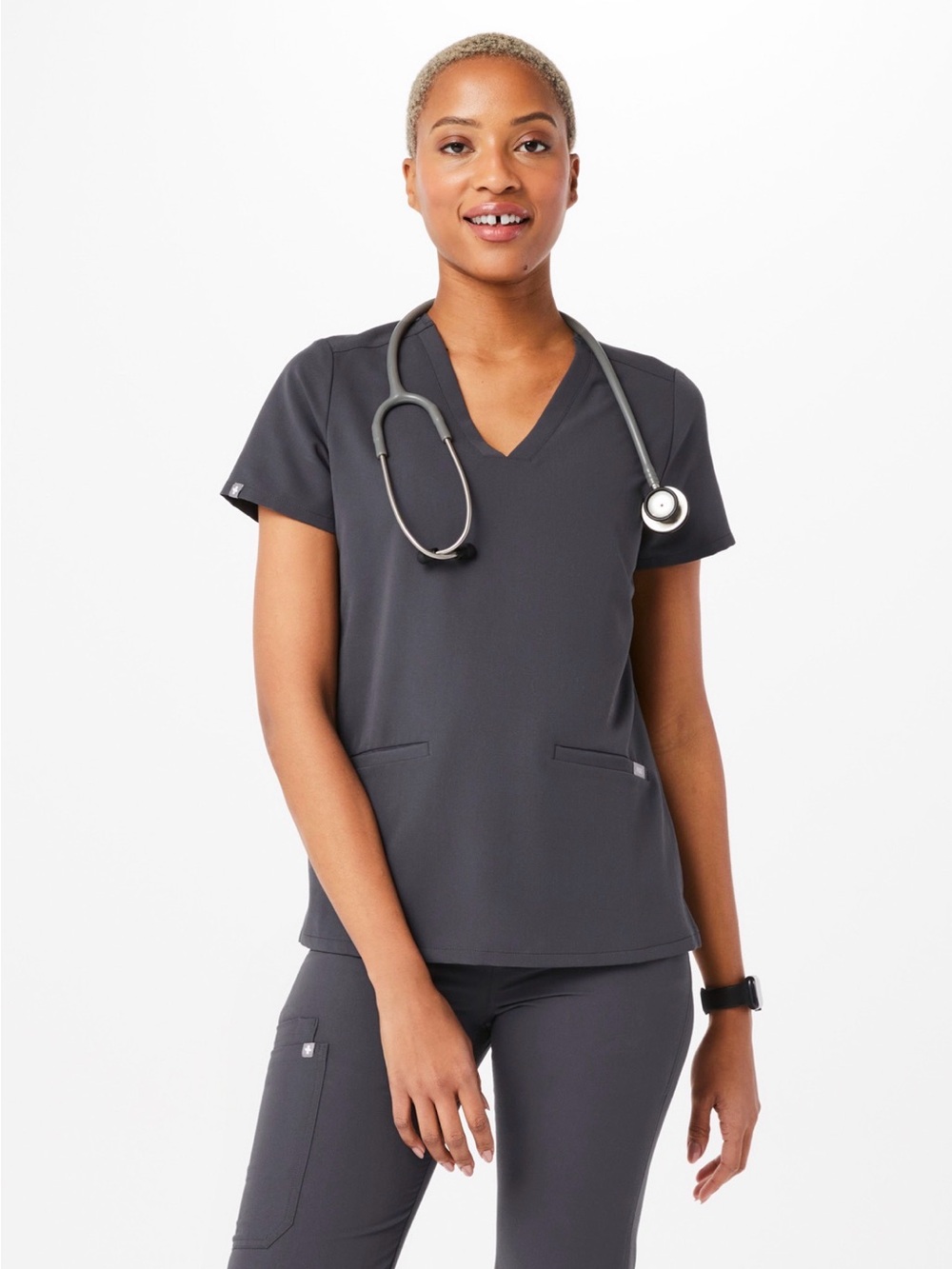 Figs Women’s Casma Scrub Top- Charcoal